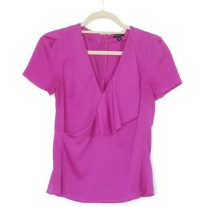 Bright fusia blouse with ruffle